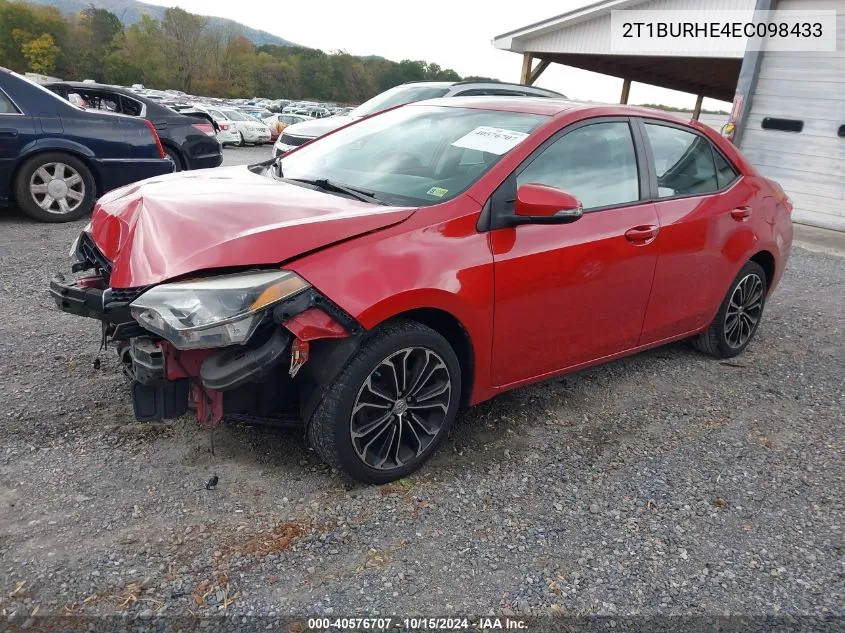 2014 Toyota Corolla L/Le/Le Pls/Prm/S/S Pls VIN: 2T1BURHE4EC098433 Lot: 40576707