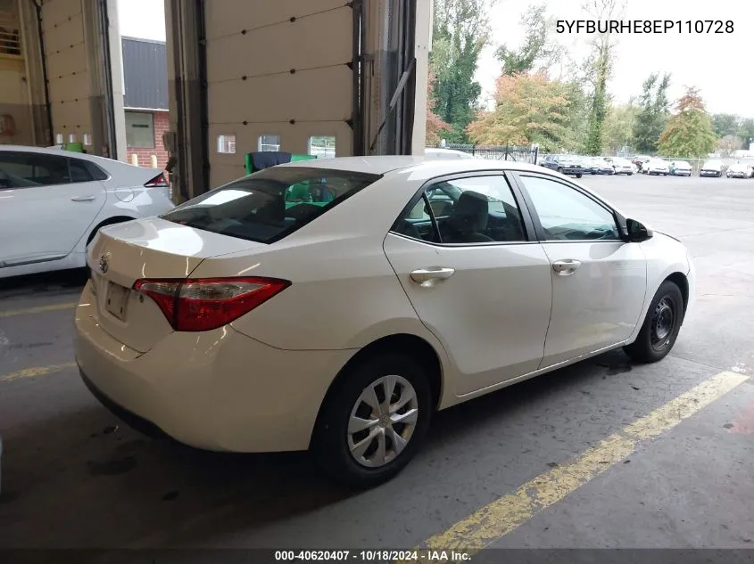 2014 Toyota Corolla L VIN: 5YFBURHE8EP110728 Lot: 40620407