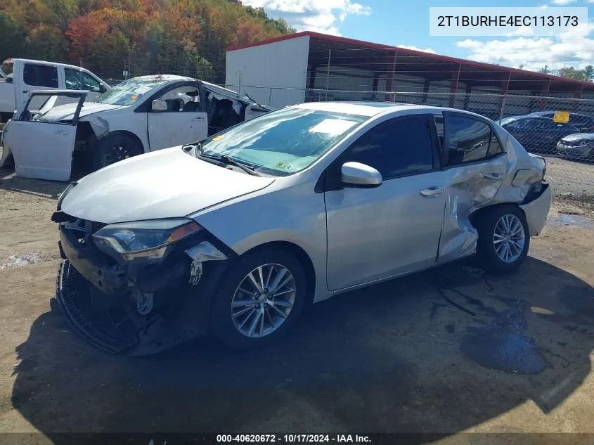 2014 Toyota Corolla L/Le/Le Pls/Prm/S/S Pls VIN: 2T1BURHE4EC113173 Lot: 40620672