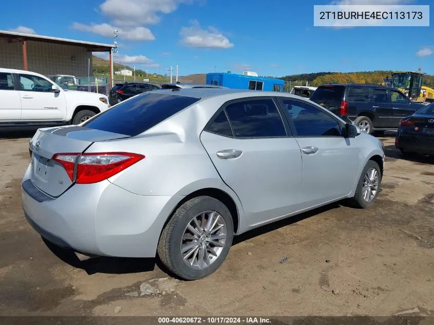 2014 Toyota Corolla L/Le/Le Pls/Prm/S/S Pls VIN: 2T1BURHE4EC113173 Lot: 40620672