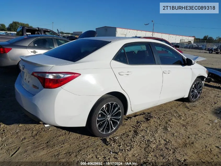 2014 Toyota Corolla S Plus VIN: 2T1BURHE3EC089318 Lot: 40629692