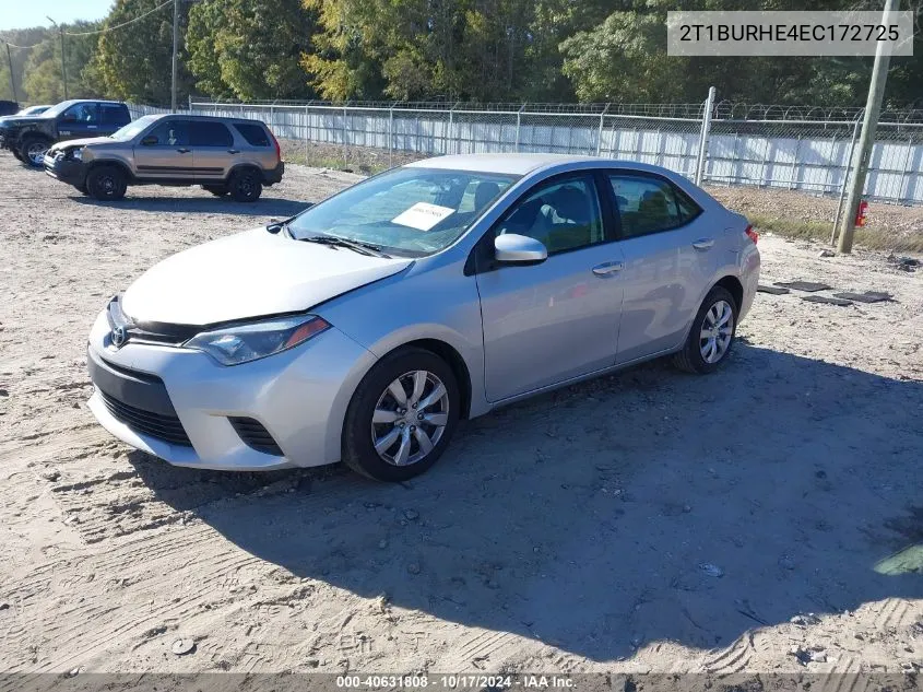 2014 Toyota Corolla Le VIN: 2T1BURHE4EC172725 Lot: 40631808