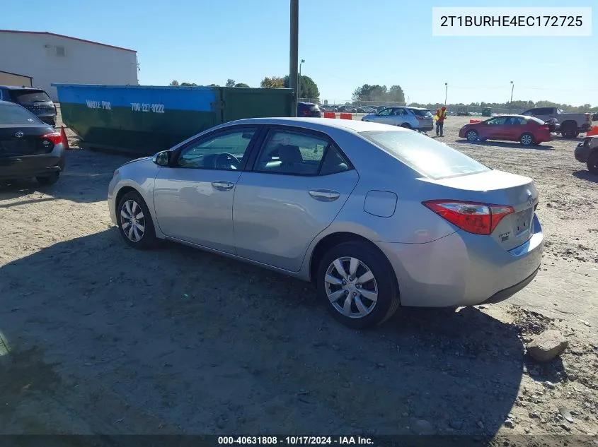 2014 Toyota Corolla Le VIN: 2T1BURHE4EC172725 Lot: 40631808