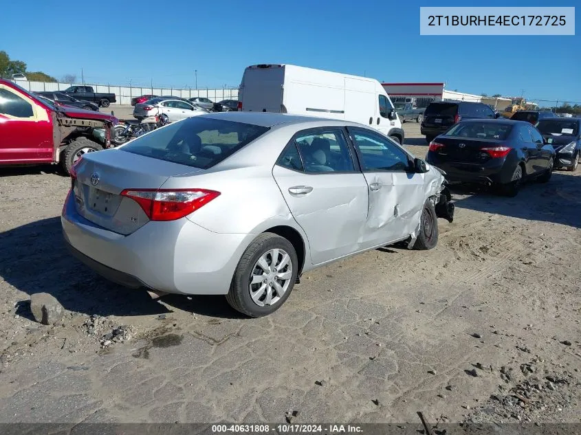 2014 Toyota Corolla Le VIN: 2T1BURHE4EC172725 Lot: 40631808