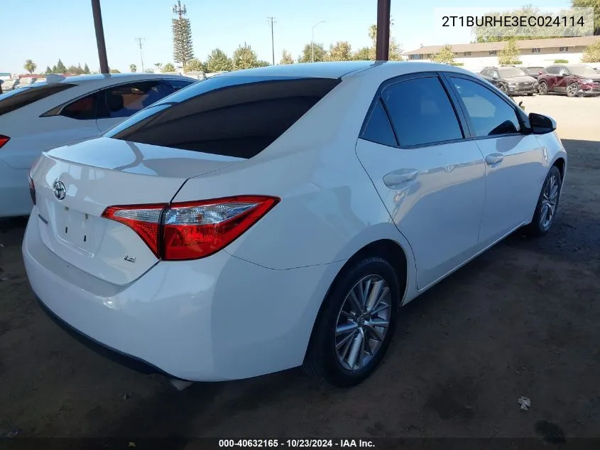 2014 Toyota Corolla Le Plus VIN: 2T1BURHE3EC024114 Lot: 40632165