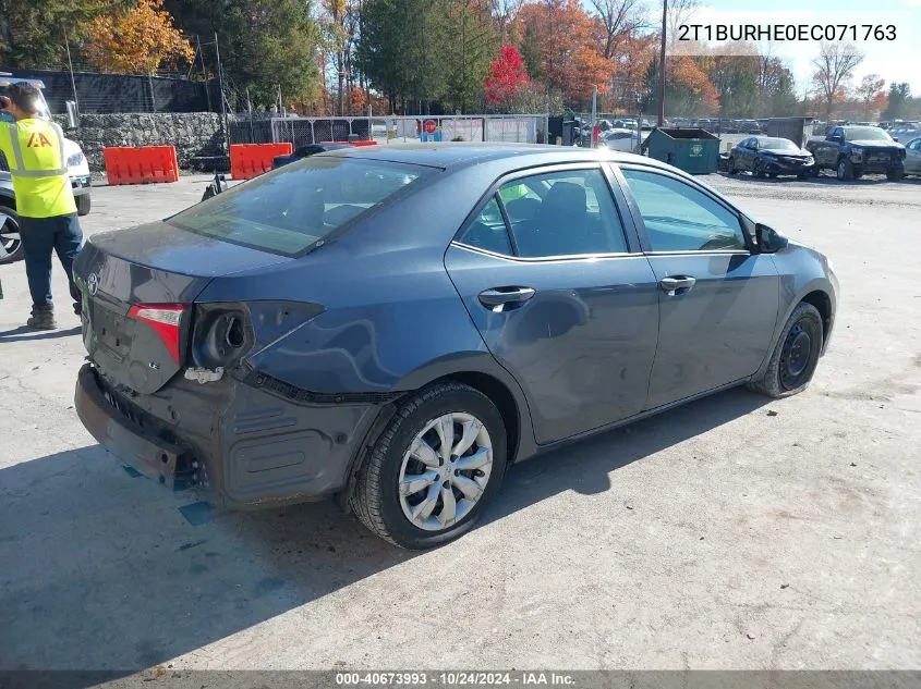 2014 Toyota Corolla Le VIN: 2T1BURHE0EC071763 Lot: 40673993