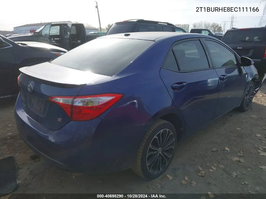 2014 Toyota Corolla S Plus VIN: 2T1BURHE8EC111166 Lot: 40698290