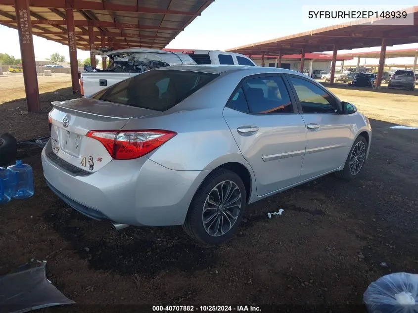 2014 Toyota Corolla S Plus VIN: 5YFBURHE2EP148939 Lot: 40707882