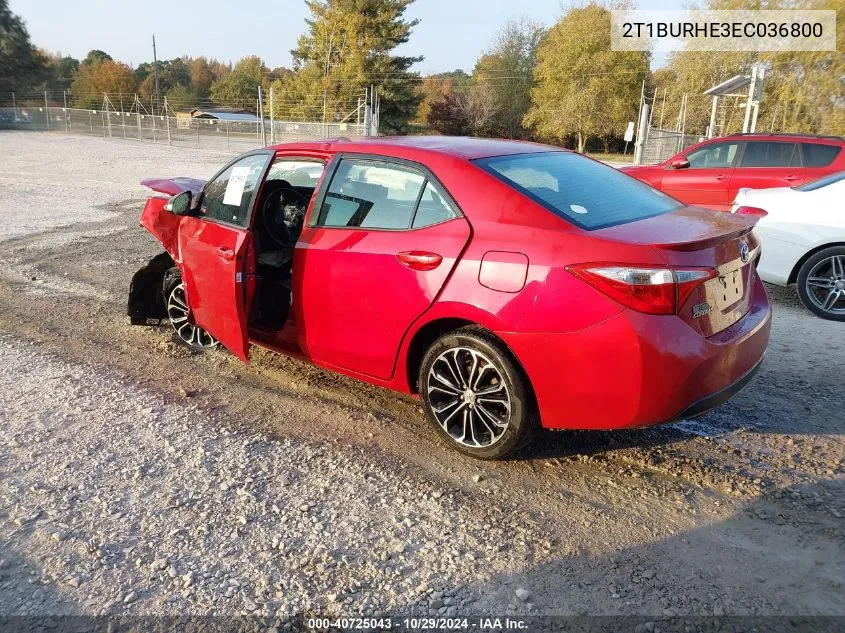 2014 Toyota Corolla S Plus VIN: 2T1BURHE3EC036800 Lot: 40725043