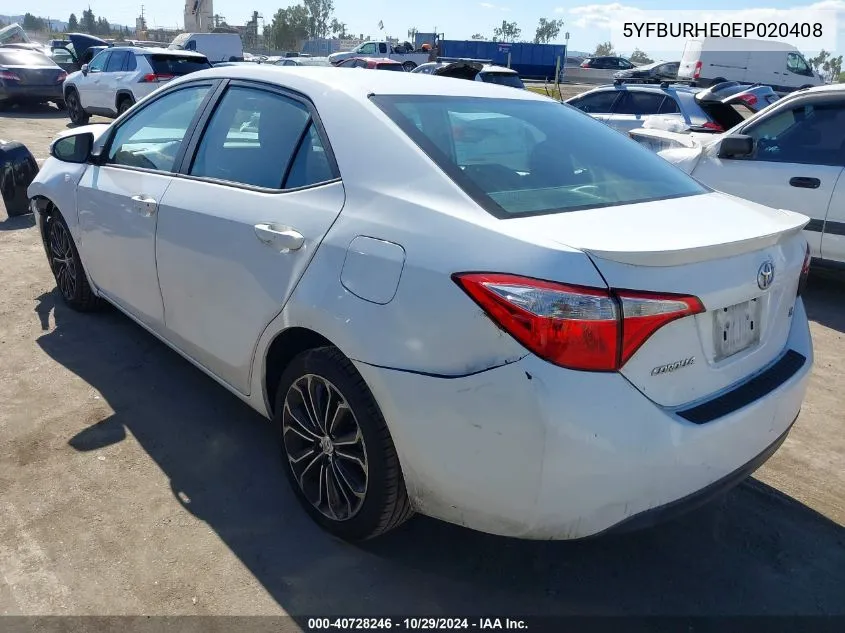 5YFBURHE0EP020408 2014 Toyota Corolla S Plus