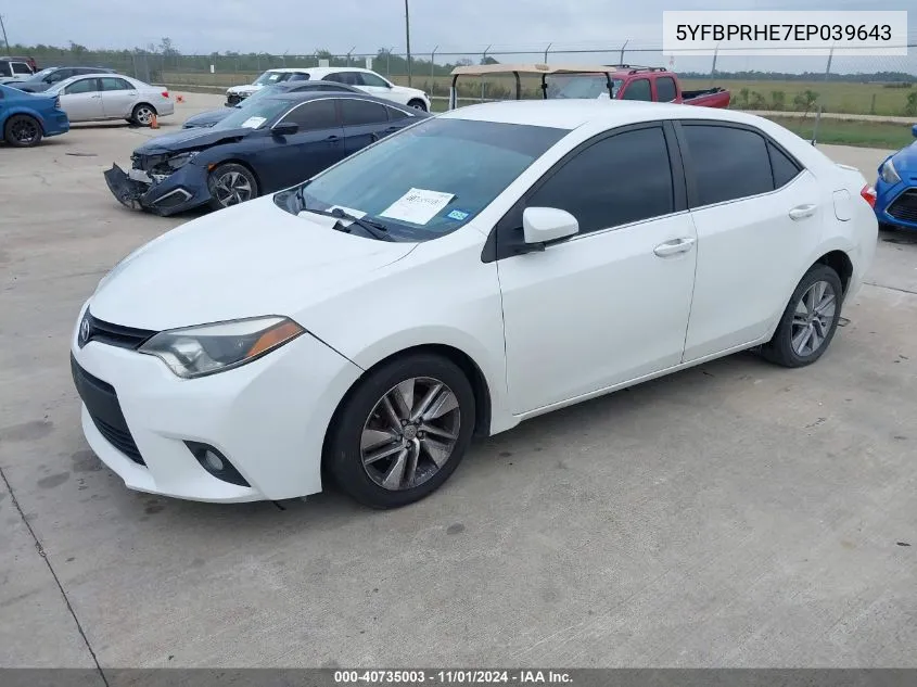 2014 Toyota Corolla Le Eco Plus VIN: 5YFBPRHE7EP039643 Lot: 40735003