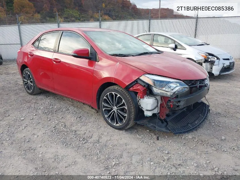 2014 Toyota Corolla S Plus VIN: 2T1BURHE0EC085386 Lot: 40740522