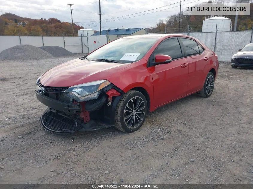 2014 Toyota Corolla S Plus VIN: 2T1BURHE0EC085386 Lot: 40740522