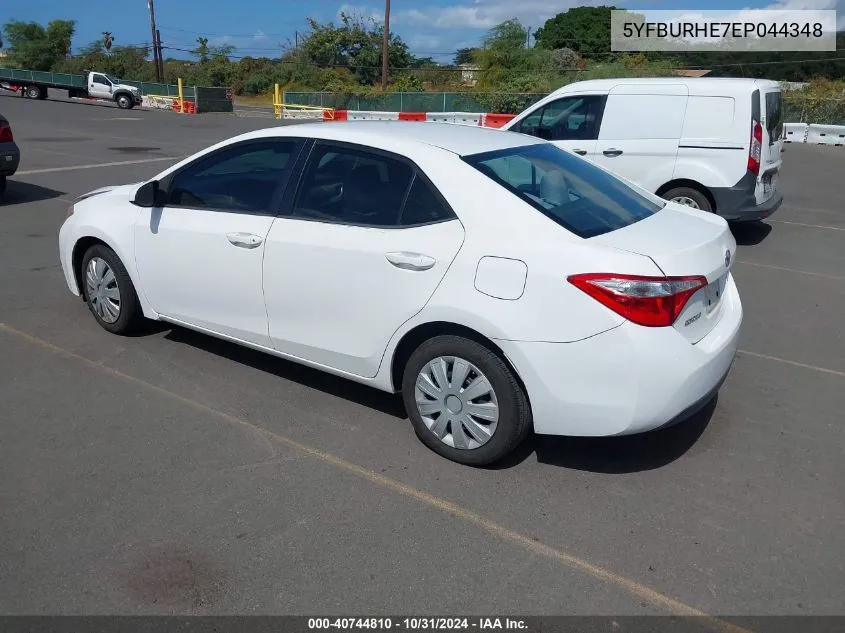 2014 Toyota Corolla Le VIN: 5YFBURHE7EP044348 Lot: 40744810