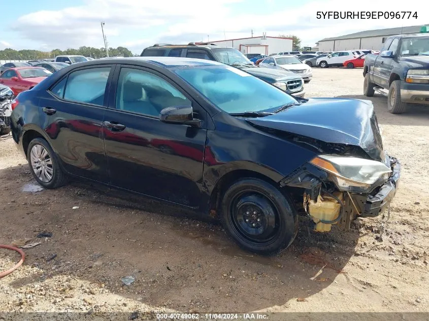 2014 Toyota Corolla L/Le/S/S Plus/Le Plus/Le Premium/S Premium VIN: 5YFBURHE9EP096774 Lot: 40749062