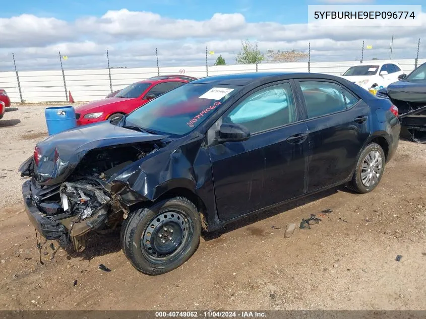 2014 Toyota Corolla L/Le/S/S Plus/Le Plus/Le Premium/S Premium VIN: 5YFBURHE9EP096774 Lot: 40749062