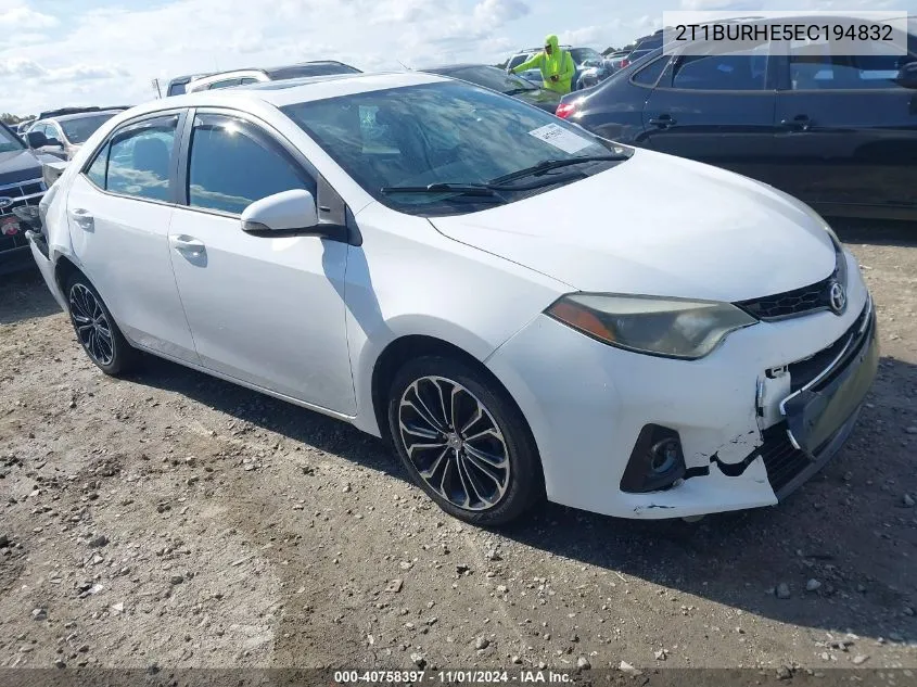 2014 Toyota Corolla S Plus VIN: 2T1BURHE5EC194832 Lot: 40758397