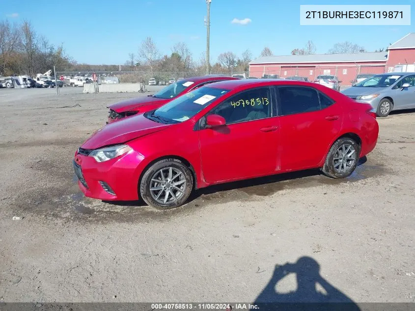 2014 Toyota Corolla Le VIN: 2T1BURHE3EC119871 Lot: 40758513