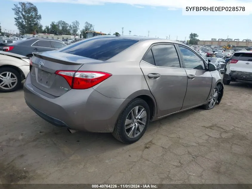 2014 Toyota Corolla Eco/Eco Plus/Eco Premium VIN: 5YFBPRHE0EP028578 Lot: 40764226