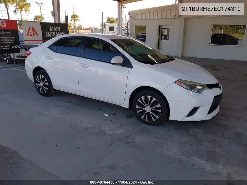 2014 Toyota Corolla Le VIN: 2T1BURHE7EC174310 Lot: 40764438