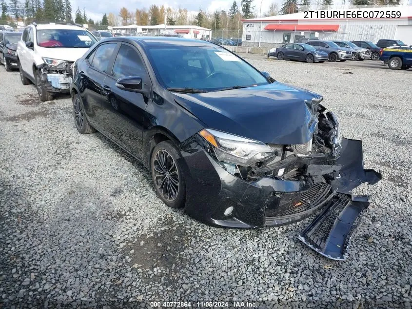 2014 Toyota Corolla S Plus VIN: 2T1BURHE6EC072559 Lot: 40772864