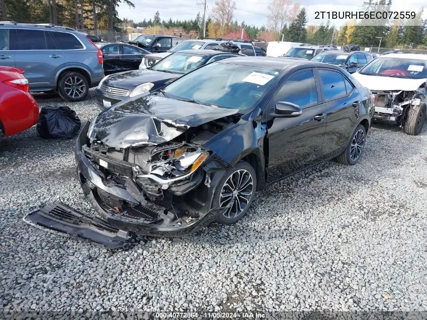 2014 Toyota Corolla S Plus VIN: 2T1BURHE6EC072559 Lot: 40772864