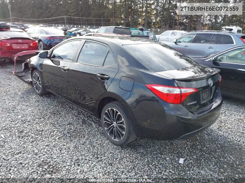 2014 Toyota Corolla S Plus VIN: 2T1BURHE6EC072559 Lot: 40772864