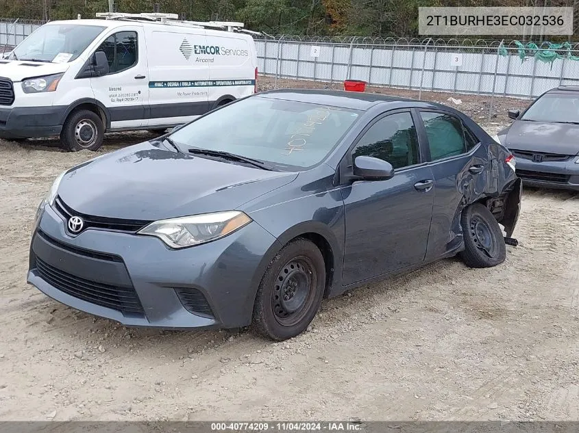 2014 Toyota Corolla L VIN: 2T1BURHE3EC032536 Lot: 40774209