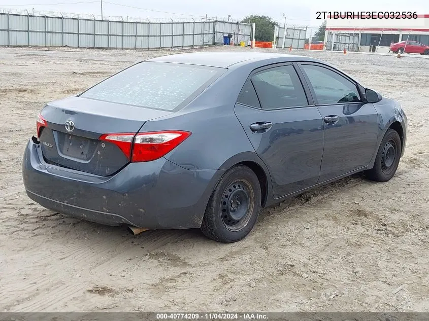 2014 Toyota Corolla L VIN: 2T1BURHE3EC032536 Lot: 40774209