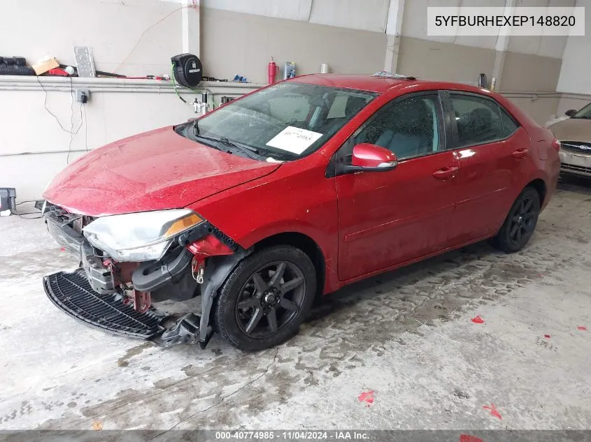 2014 Toyota Corolla S VIN: 5YFBURHEXEP148820 Lot: 40774985