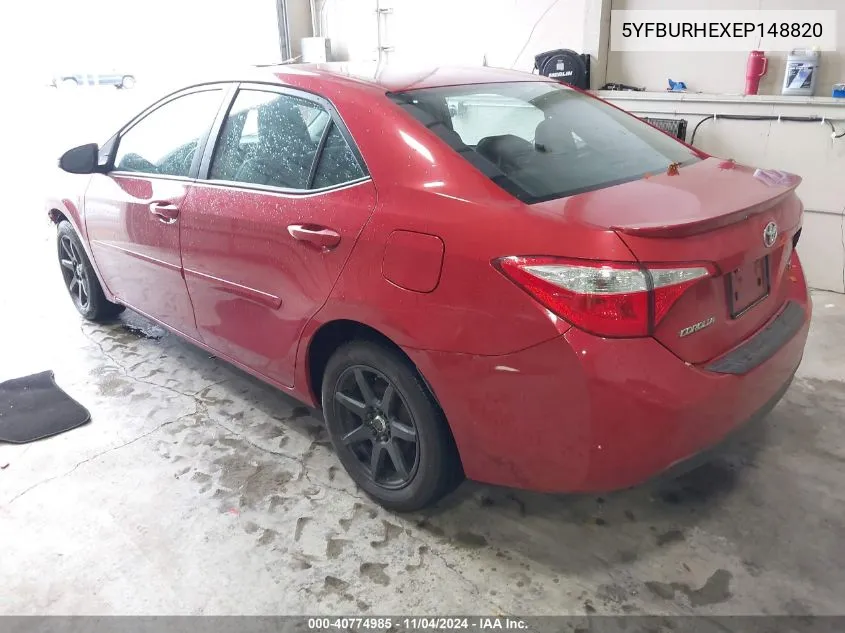 2014 Toyota Corolla S VIN: 5YFBURHEXEP148820 Lot: 40774985