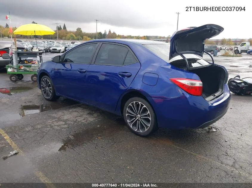 2014 Toyota Corolla S Plus VIN: 2T1BURHE0EC037094 Lot: 40777640