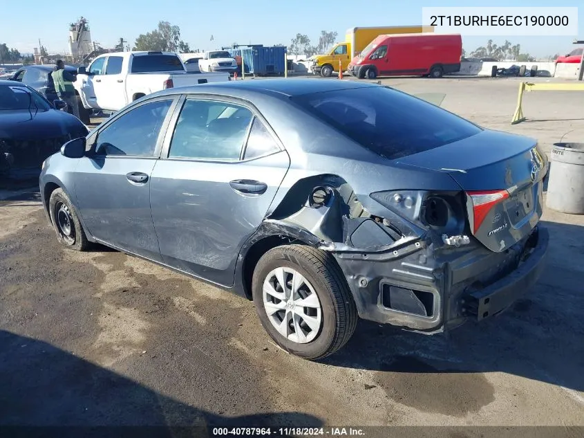 2T1BURHE6EC190000 2014 Toyota Corolla L