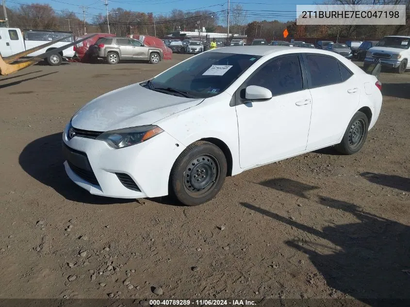 2014 Toyota Corolla Le VIN: 2T1BURHE7EC047198 Lot: 40789289