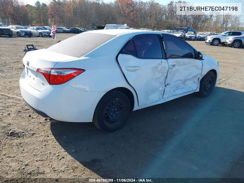 2014 Toyota Corolla Le VIN: 2T1BURHE7EC047198 Lot: 40789289