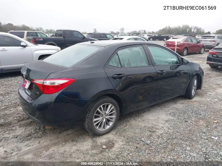 2014 Toyota Corolla L/Le/Le Pls/Prm/S/S Pls VIN: 2T1BURHE9EC061569 Lot: 40829042