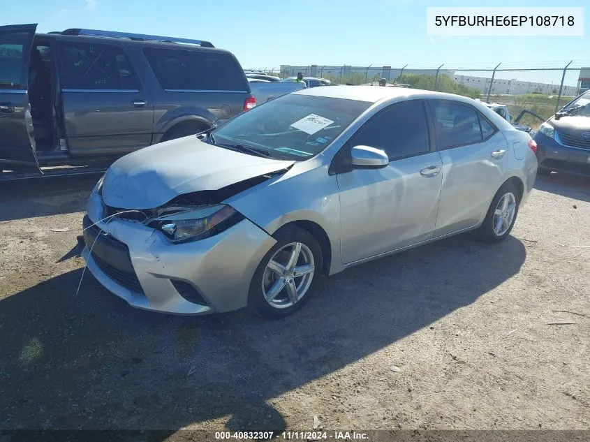 2014 Toyota Corolla Le VIN: 5YFBURHE6EP108718 Lot: 40832307