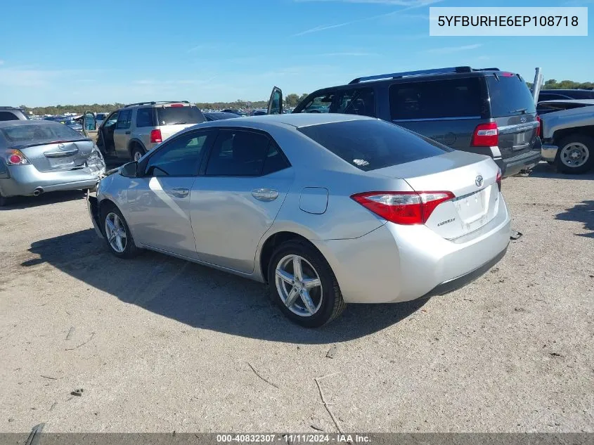 2014 Toyota Corolla Le VIN: 5YFBURHE6EP108718 Lot: 40832307