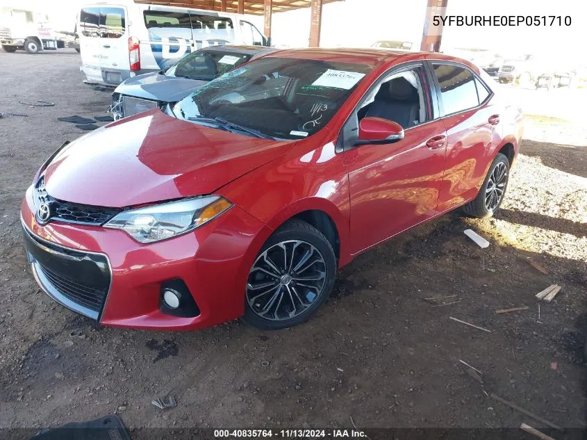 2014 Toyota Corolla S Plus VIN: 5YFBURHE0EP051710 Lot: 40835764