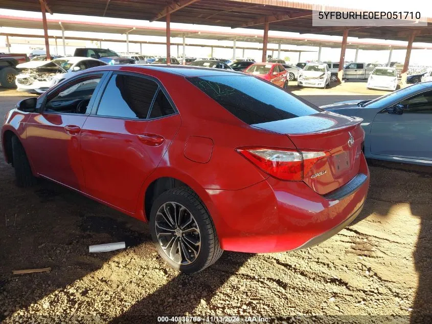 2014 Toyota Corolla S Plus VIN: 5YFBURHE0EP051710 Lot: 40835764