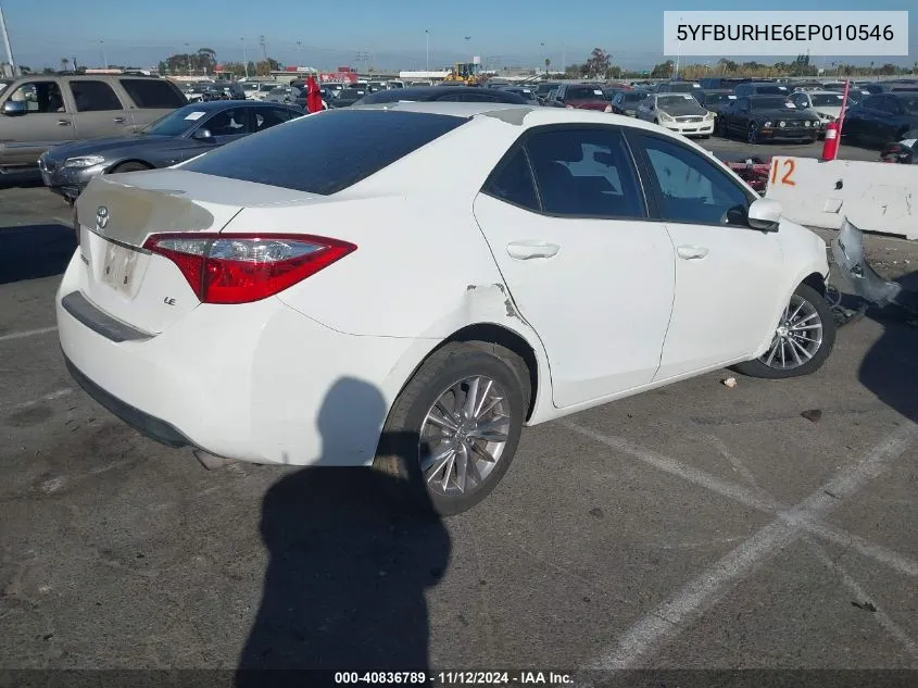 2014 Toyota Corolla Le Plus VIN: 5YFBURHE6EP010546 Lot: 40836789