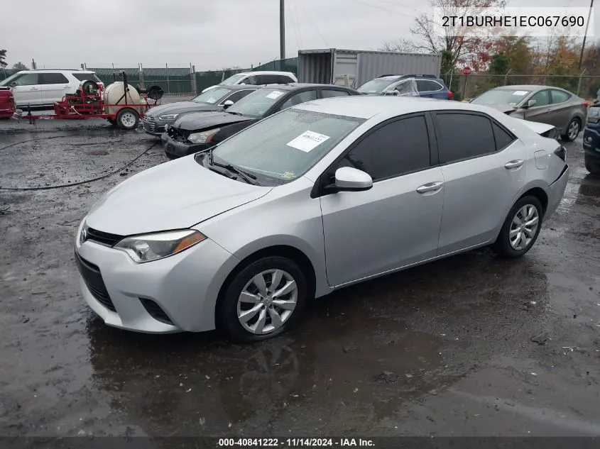 2014 Toyota Corolla Le VIN: 2T1BURHE1EC067690 Lot: 40841222