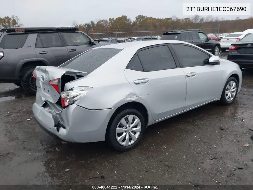 2014 Toyota Corolla Le VIN: 2T1BURHE1EC067690 Lot: 40841222