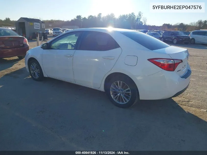 2014 Toyota Corolla Le Plus VIN: 5YFBURHE2EP047576 Lot: 40841926