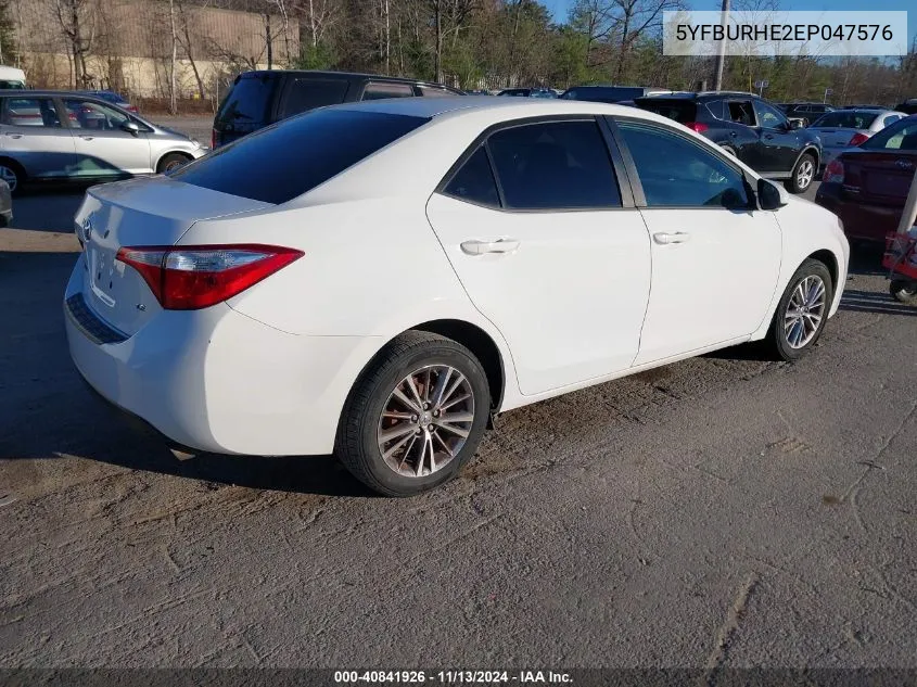 2014 Toyota Corolla Le Plus VIN: 5YFBURHE2EP047576 Lot: 40841926