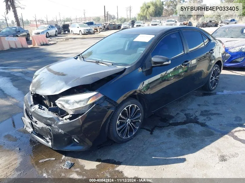 2014 Toyota Corolla L/Le/Le Pls/Prm/S/S Pls VIN: 5YFBURHE4EP033405 Lot: 40842924