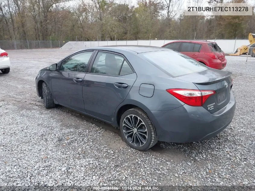 2014 Toyota Corolla S Plus VIN: 2T1BURHE7EC113278 Lot: 40844666