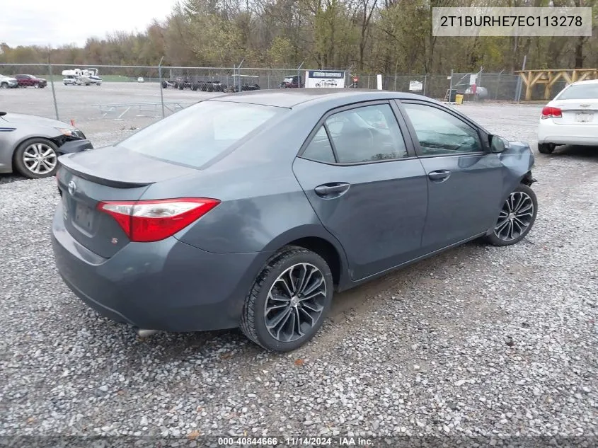 2014 Toyota Corolla S Plus VIN: 2T1BURHE7EC113278 Lot: 40844666