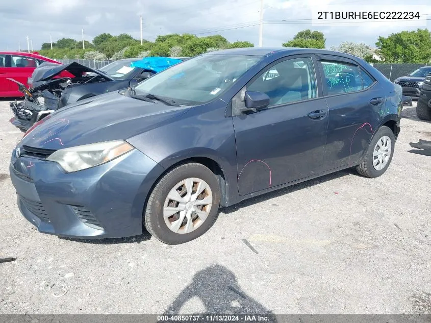 2014 Toyota Corolla L VIN: 2T1BURHE6EC222234 Lot: 40850737