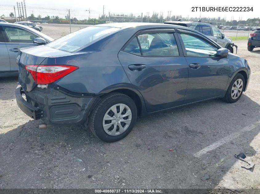 2014 Toyota Corolla L VIN: 2T1BURHE6EC222234 Lot: 40850737